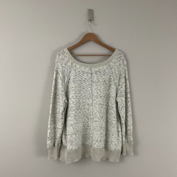Free People Heathered Gray Scoop Neck Knit Sweater Size Small - Picture 2 of 6